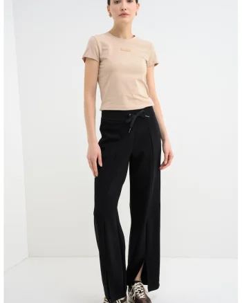 Tricou slim-fit cu logo, Maro nisip
