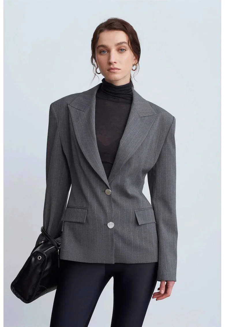 Sacou dama  Fitted Crepe, Gri carbune