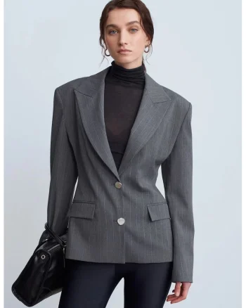 Sacou dama  Fitted Crepe, Gri carbune