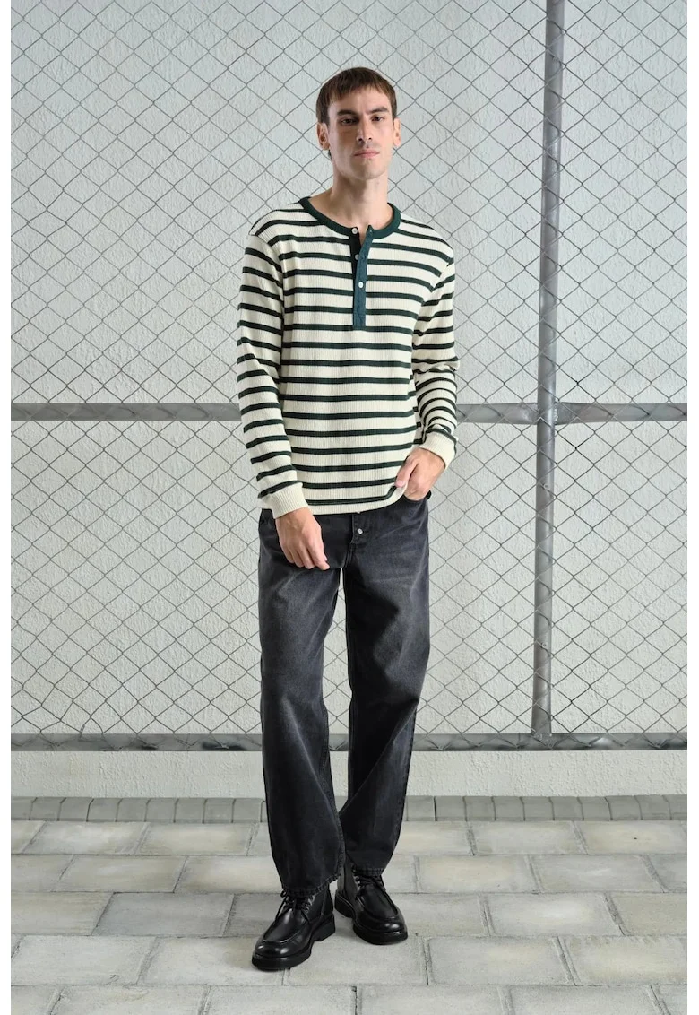 Bluza  cu maneca lunga si dungi, Verde