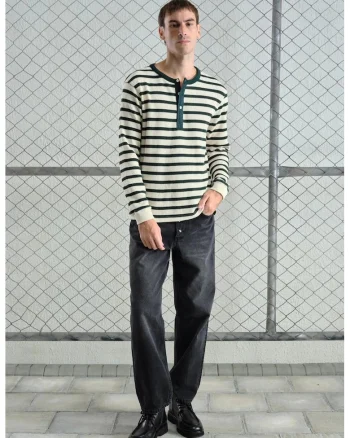 Bluza  cu maneca lunga si dungi, Verde