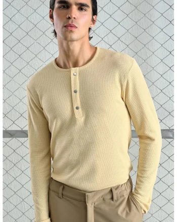 Bluza barbati guler cu nasturi, Galben