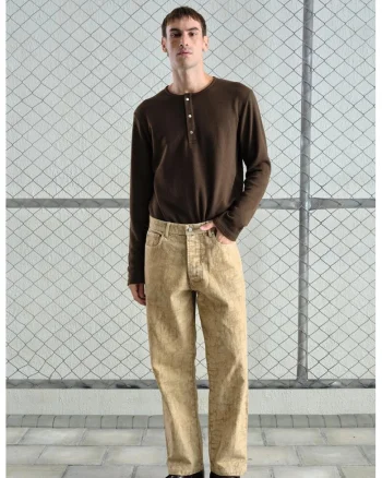 Bluza barbati,  maneca lunga, elastic, maro, poliester-viscoza, Maro