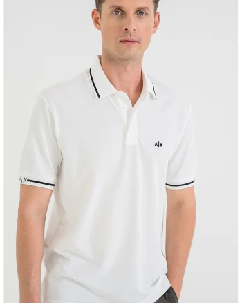 Tricou polo slim fit cu garnituri contrastante, Alb murdar