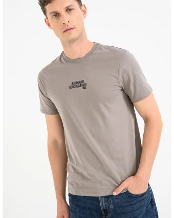 Tricou elastic cu logo, Grej