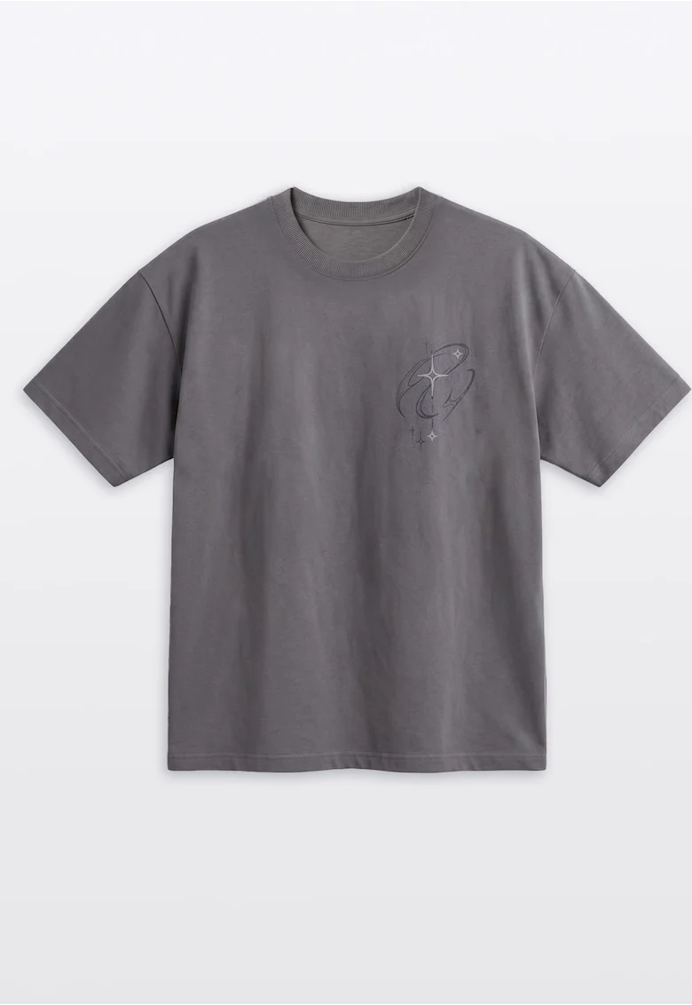 Tricou lejer cu imprimeu, Gri