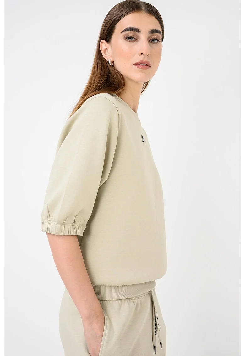 Tricou cu decolteu la baza gatului si logo, Verde deschis