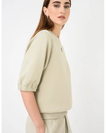 Tricou cu decolteu la baza gatului si logo, Verde deschis