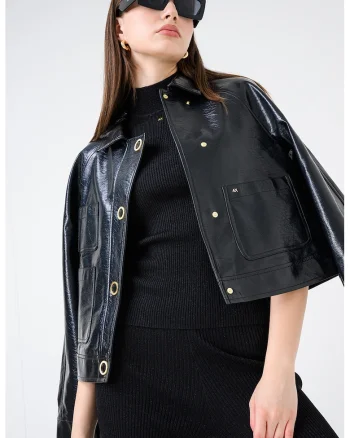 Bluza slim fit cu model uni, Negru