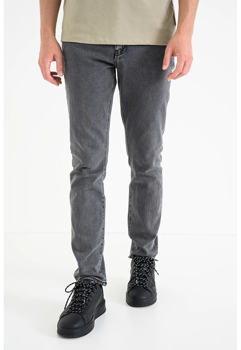 Blugi slim fit cu talie joasa, Gri