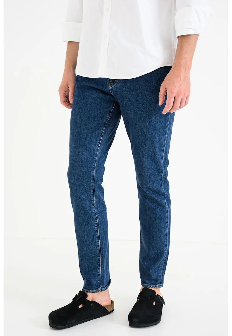 Blugi slim fit cu buzunare aplicate pe partea din spate, Albastru