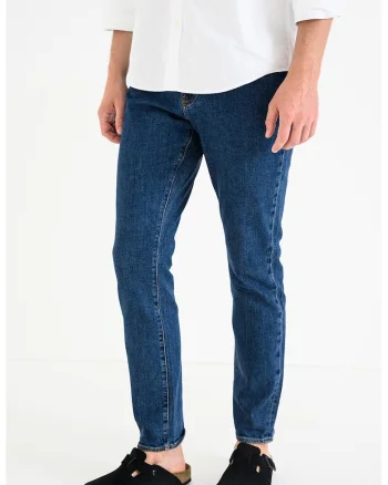 Blugi slim fit cu buzunare aplicate pe partea din spate, Albastru