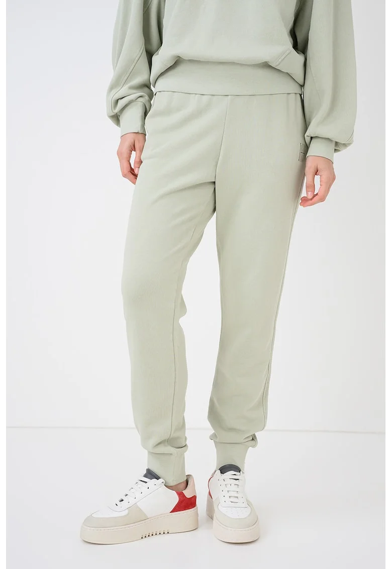 Pantaloni de trening din bumbac cu buzunare laterale, Verde deschis