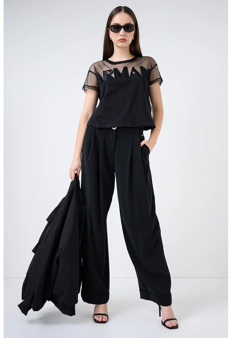 Pantaloni cu croiala dreapta si buzunare, Negru
