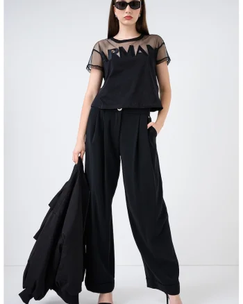 Pantaloni cu croiala dreapta si buzunare, Negru