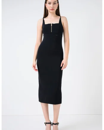 Rochie midi cambrata, Negru