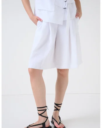 Pantaloni capri cu buzunare laterale, Alb