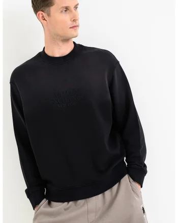 Bluza de trening din bumbac cu broderie logo, Negru