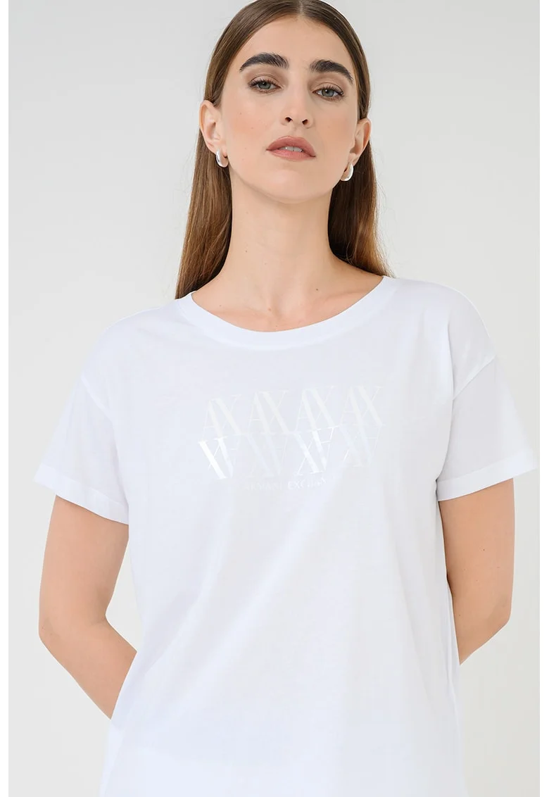 Tricou lejer cu logo, Alb