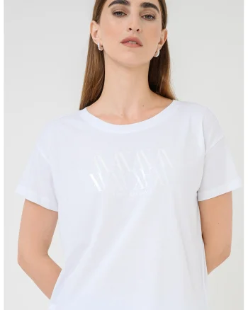 Tricou lejer cu logo, Alb