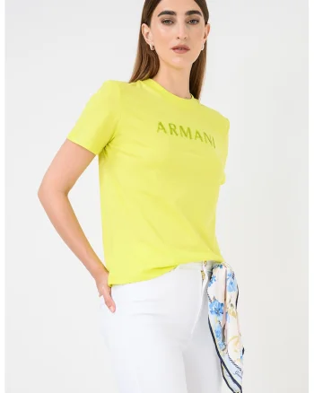 Tricou din bumbac cu imprimeu logo, Verde neon