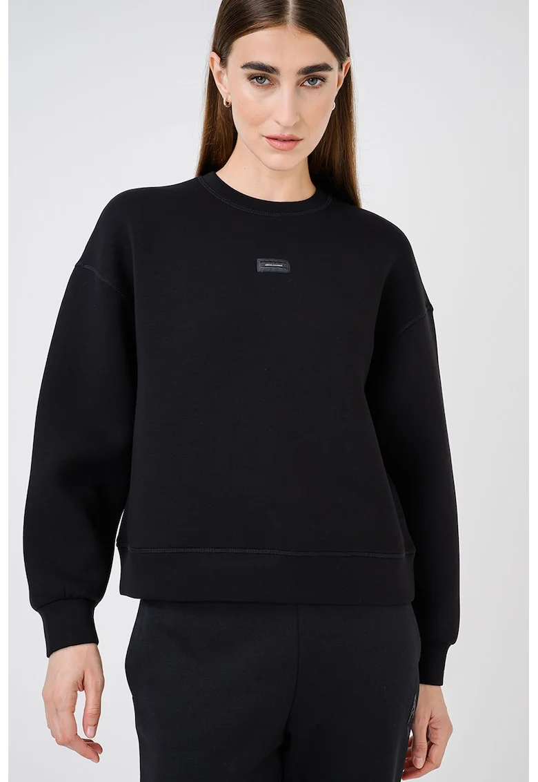 Bluza de trening cu decolteu la baza gatului, Negru
