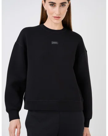 Bluza de trening cu decolteu la baza gatului, Negru