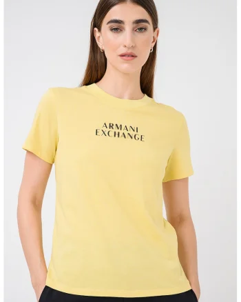 Tricou din bumbac cu imprimeu text, Galben