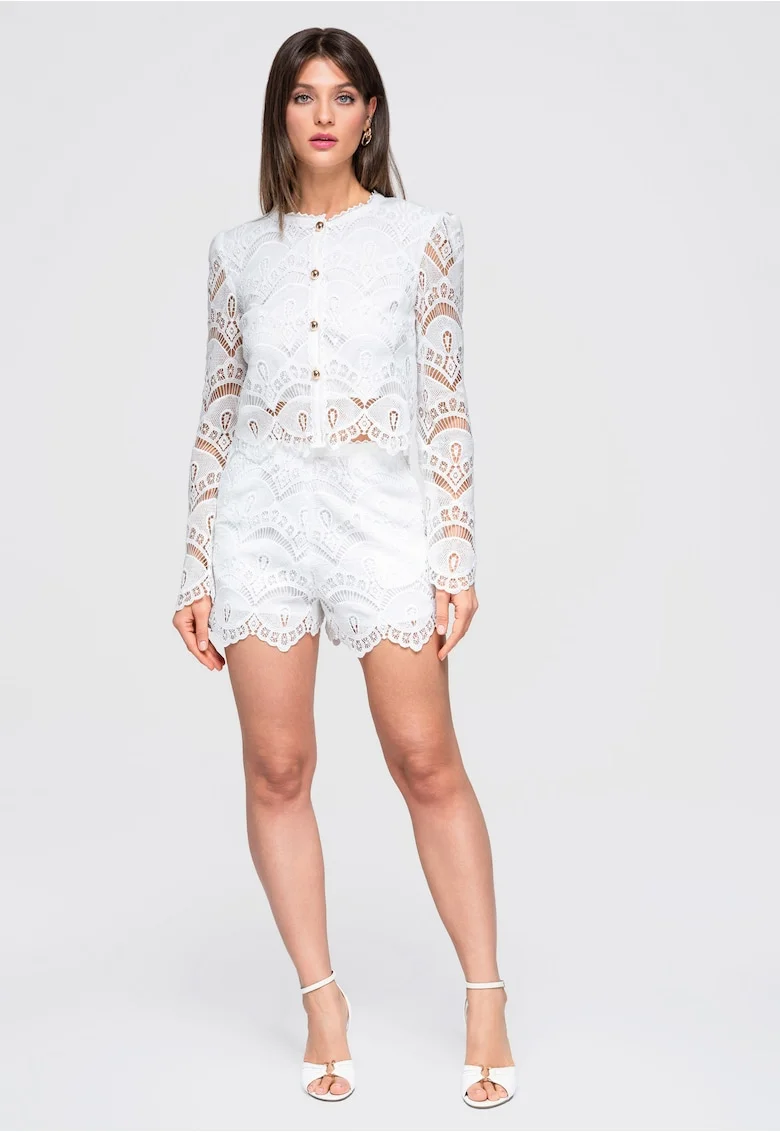 Bolero din dantela OW-TS-E0042, Alb