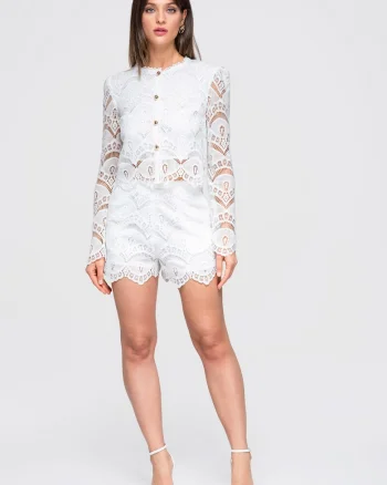 Bolero din dantela OW-TS-E0042, Alb