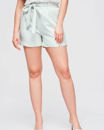 Pantaloni scurti dama cu talie inalta, elastic si buzunare laterale OW-ST-E0005, Verde