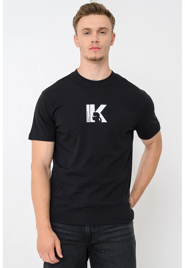 Tricou de bumbac organic cu logo, Negru