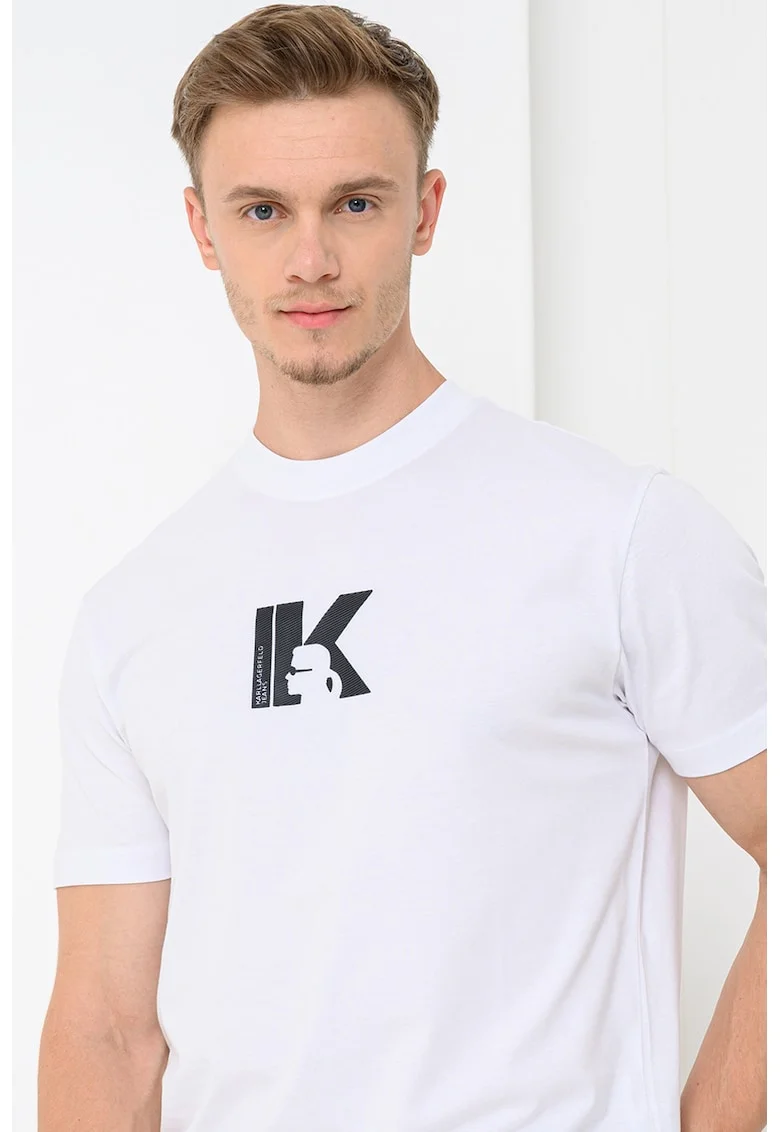 Tricou de bumbac organic cu logo, Alb optic
