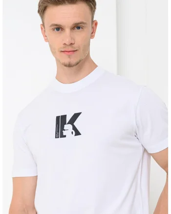 Tricou de bumbac organic cu logo, Alb optic