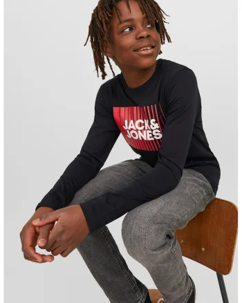 Bluza de bumbac organic cu imprimeu logo, Rosu/Alb/Negru