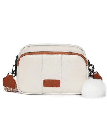 Geanta dama, Miralys GT3347, piele naturala, Crem/Maro