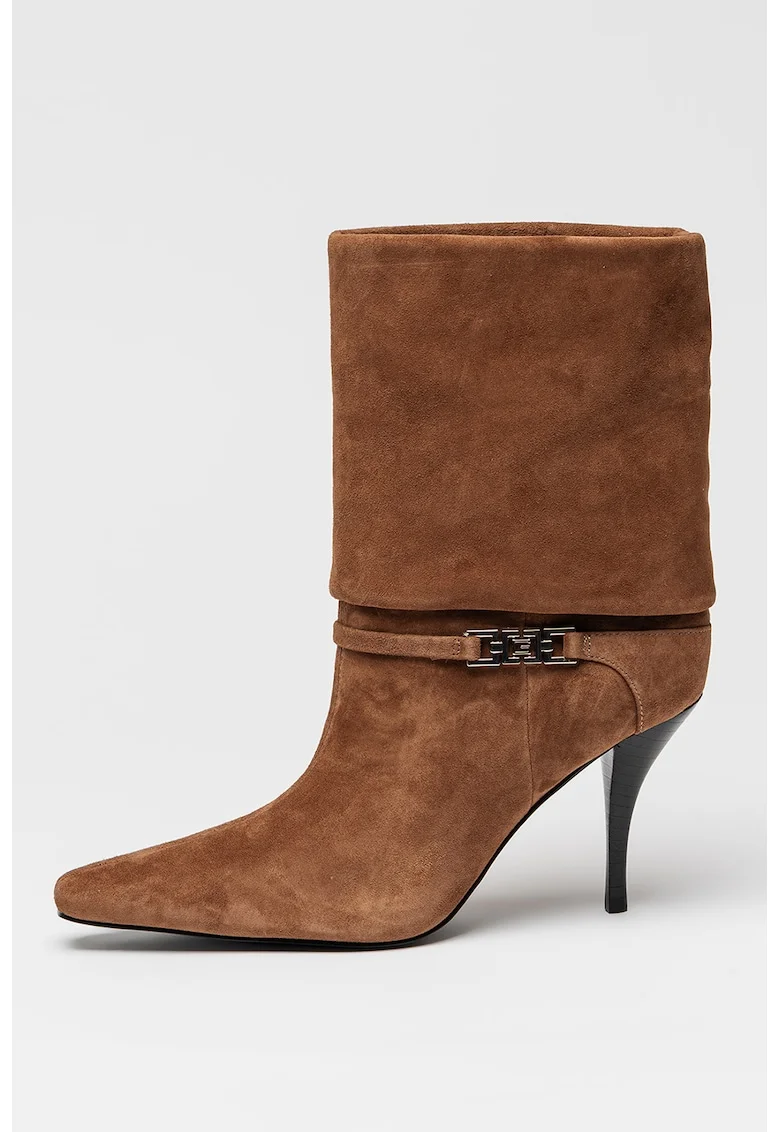 Botine de piele cu varf ascutit Nixxie, Maro deschis