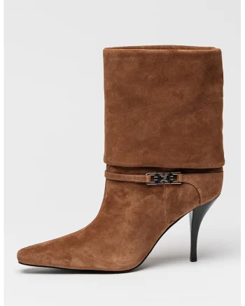 Botine de piele cu varf ascutit Nixxie, Maro deschis