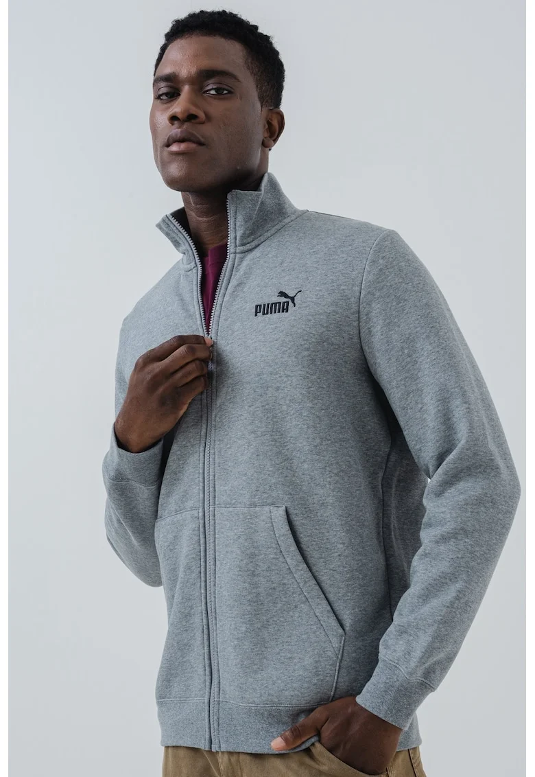 Bluza de trening slim fit cu logo brodat, Gri melange
