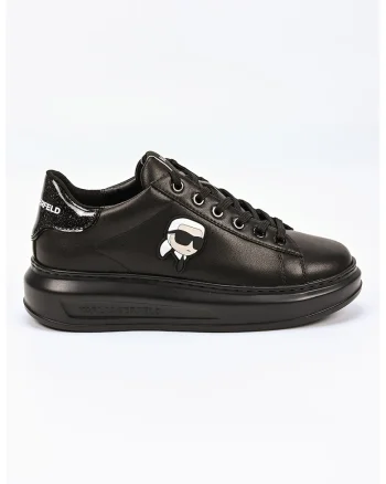 Pantofi sport de piele cu logo, Negru/Crem