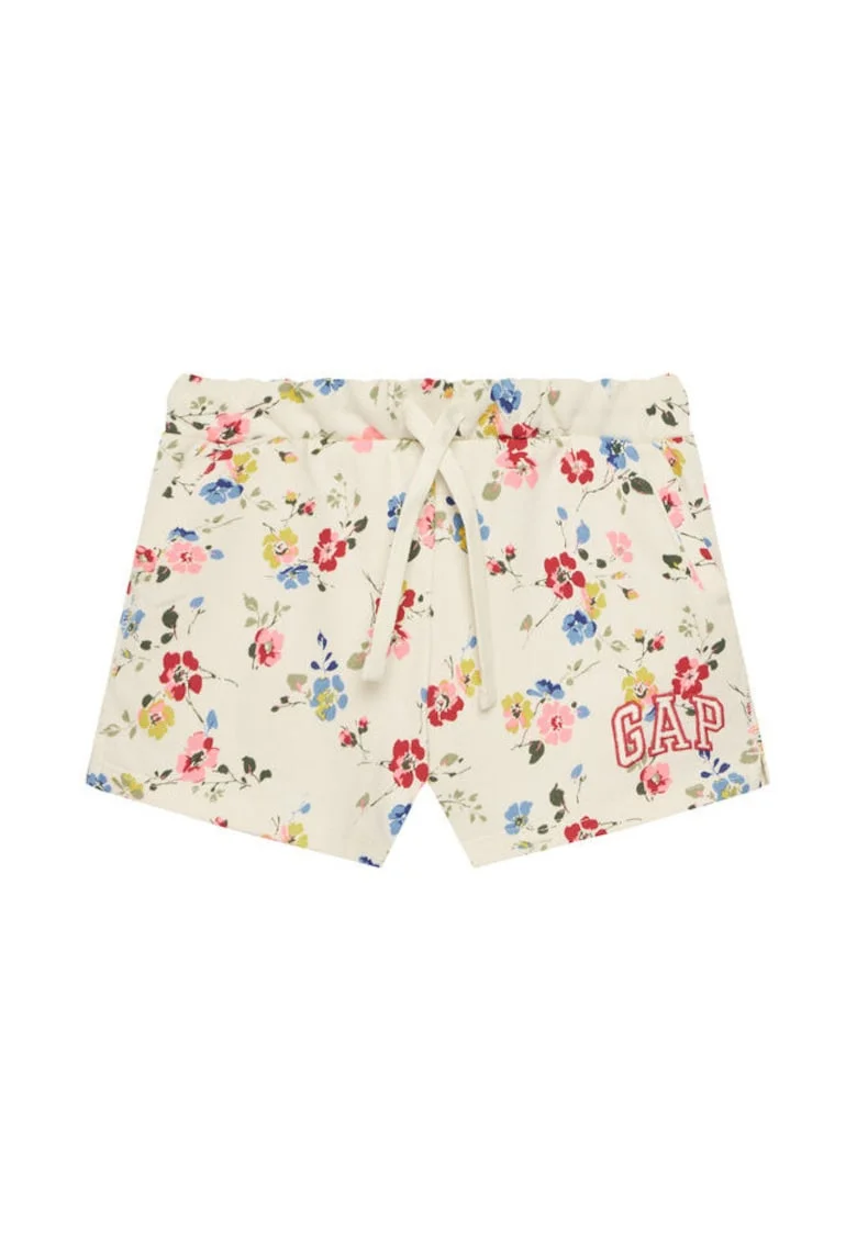 Pantaloni dama,  imprimeu floral, bumbac, alb