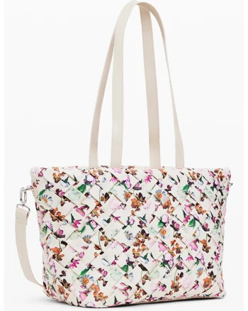 Geanta shopper din piele ecologica cu aspect tesut Éclat, Multicolor