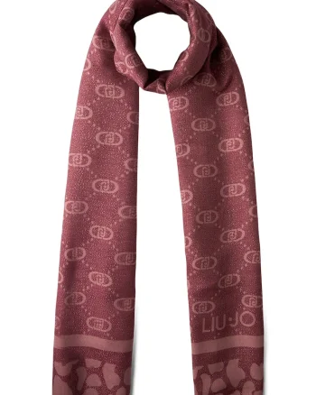 Esarfa de lurex cu monograma, Rosu