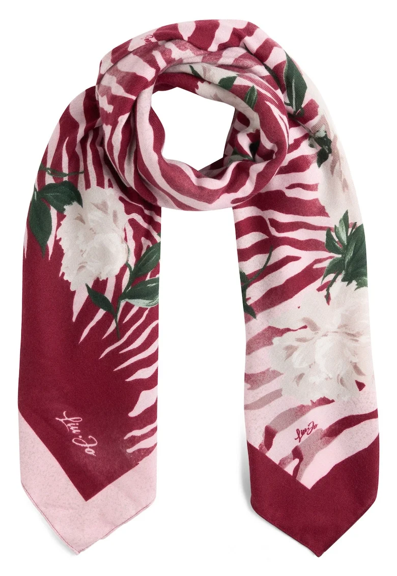 Esarfa cu model floral, Roz zmeuriu