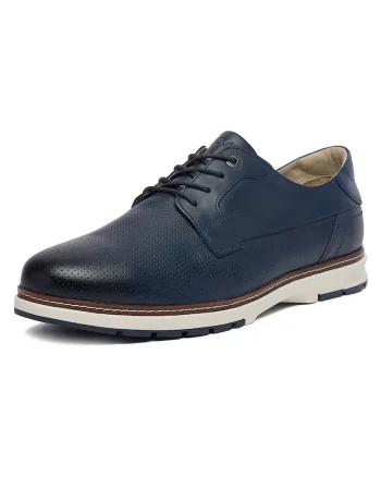 Pantofi barbati,  bleumarin, piele naturala, varf rotund