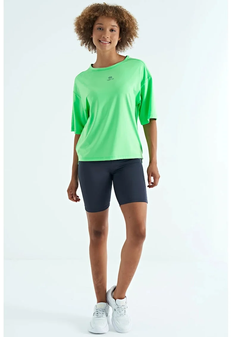 Tricou  supradimensionat, verde, elastic, poliester-elastan, pentru femei