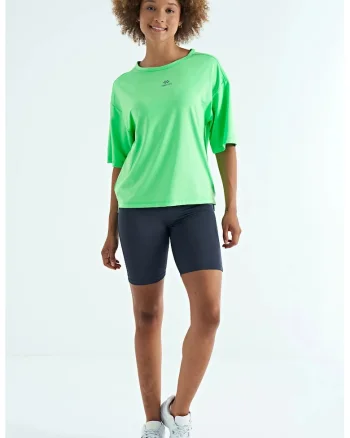 Tricou  supradimensionat, verde, elastic, poliester-elastan, pentru femei