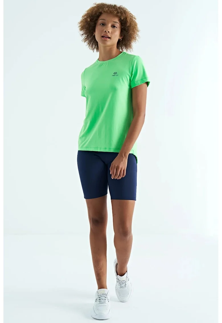Tricou  femei, lejer, verde, poliester-elastan