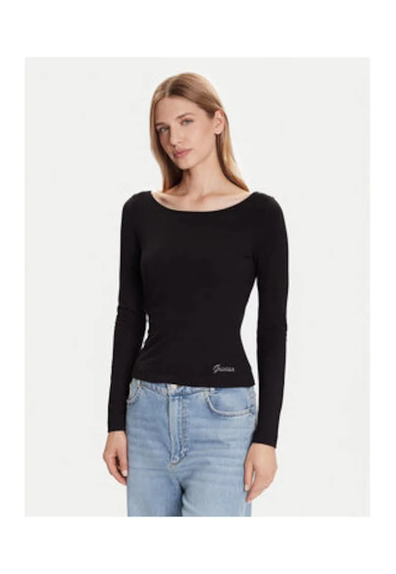 Bluza dama,  neagra, casual, maneca lunga, viscoza,