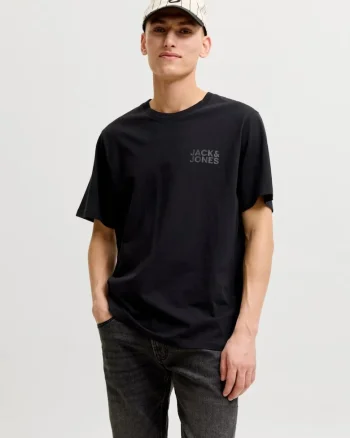 Tricou simplu, barbati, din 100% bumbac, cu logo, Negru,